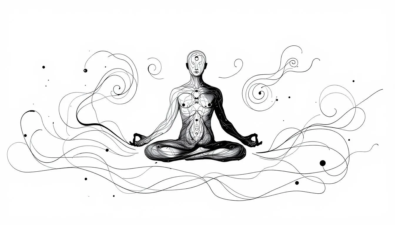 A diagram illustrating how healing acupuncture works on the body's energy flow.