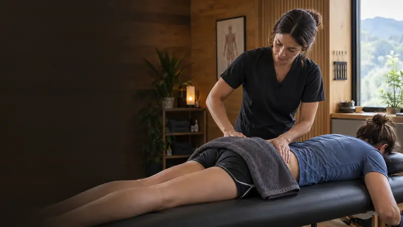 Practitioner treating a patient's lower back and glute